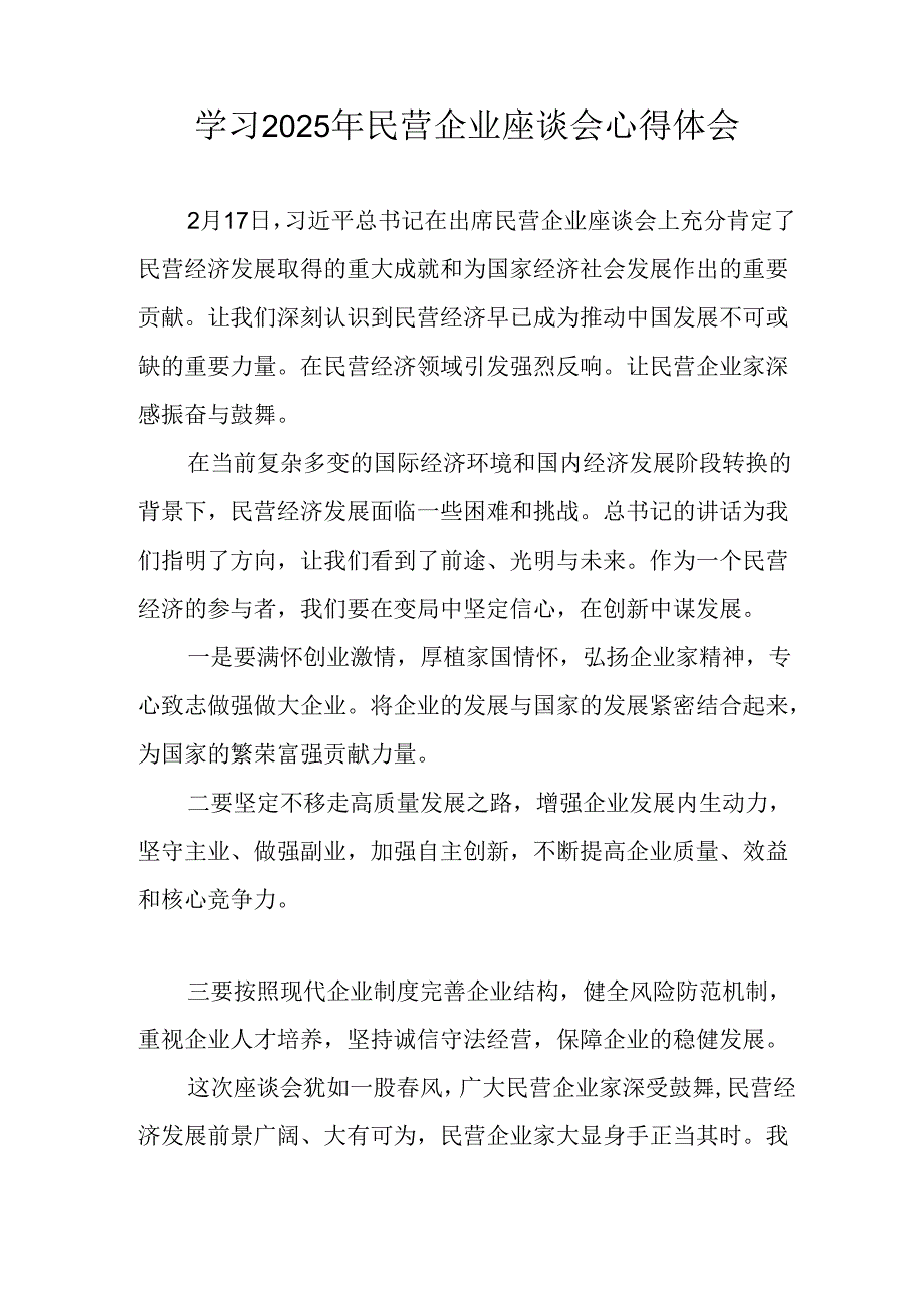 民营企业2025年学习《民营企业座谈会》个人心得感悟 （5份）54.docx_第3页