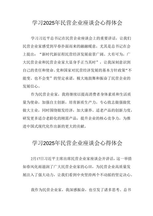 民营企业2025年学习民营企业座谈会个人心得体会 汇编12份.docx