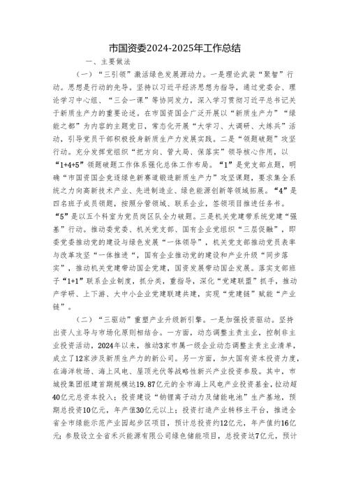 市国资委20242025年工作总结.docx