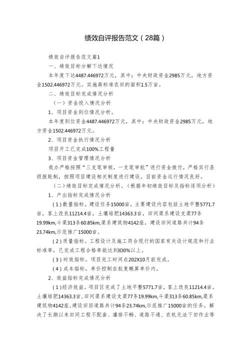 绩效自评报告范文（28篇）.docx