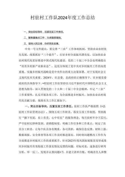 村驻村工作队（2024年）度工作总结.docx
