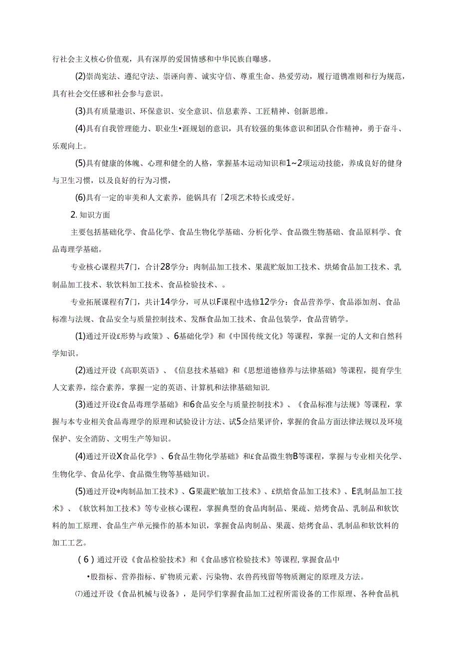职业技术学院食品营养与检测专业人才培养方案.docx_第2页