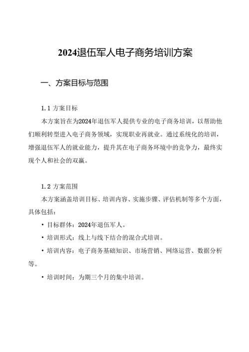 2024退伍军人电子商务培训方案.docx