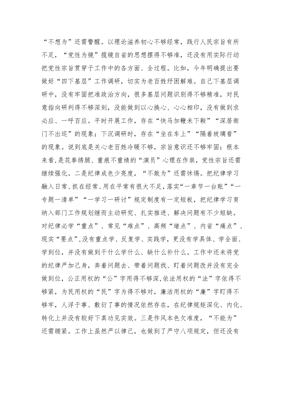 2024民主生活会对照检视剖析材料.docx_第3页