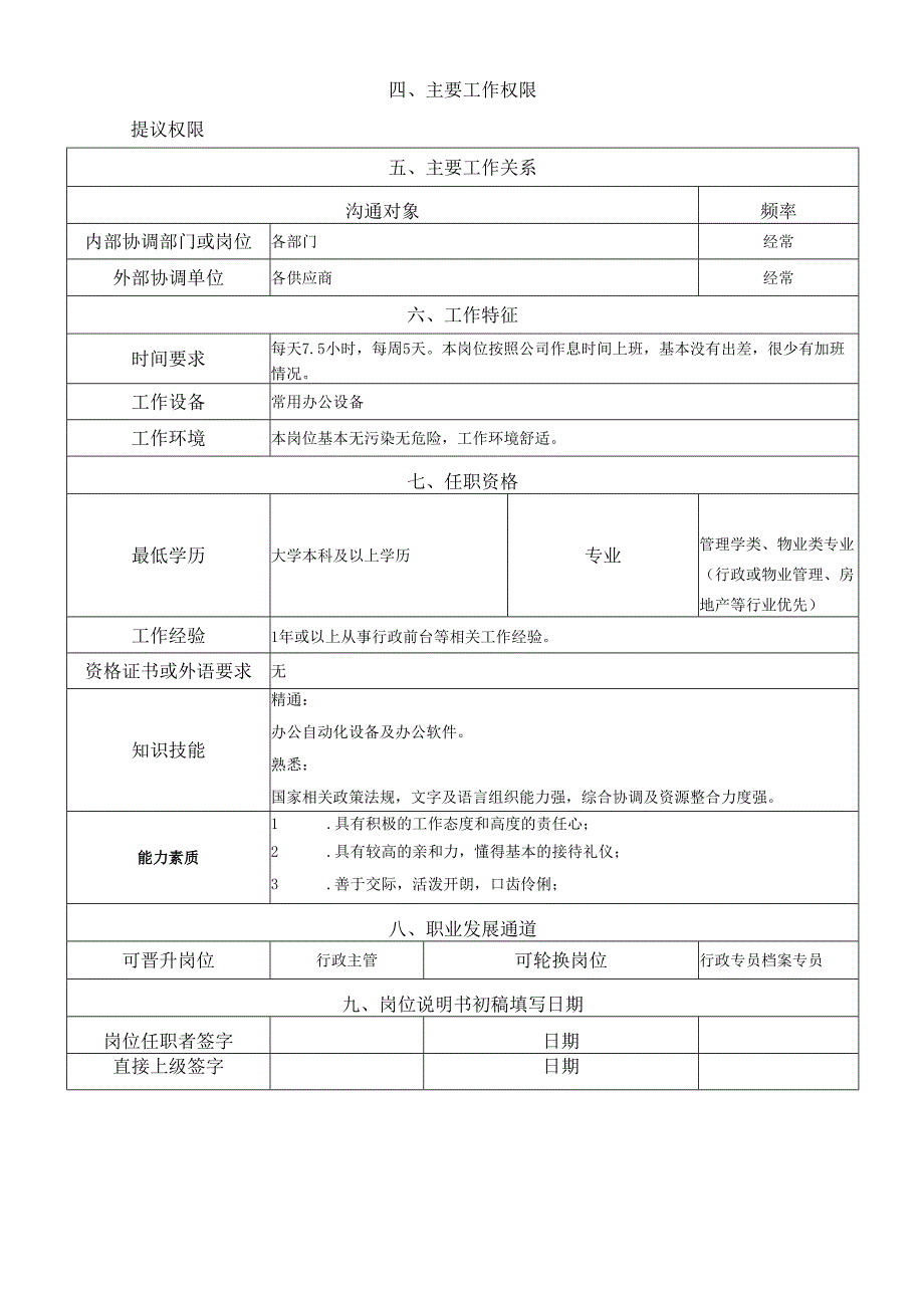岗位说明书总裁办前台接待岗.docx_第2页