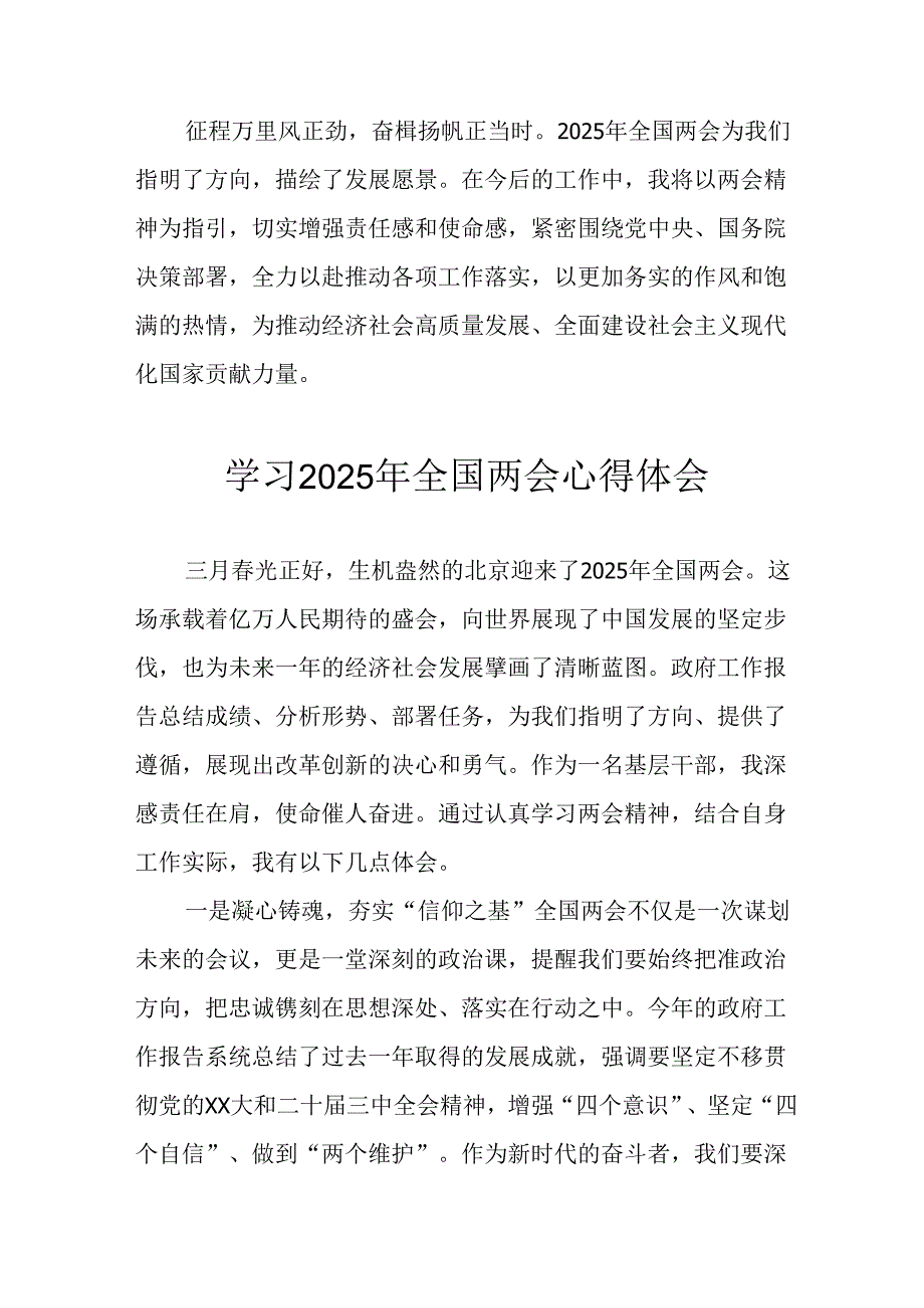 学习2025年全国两会精神个人心得体会 （汇编12份）.docx_第3页