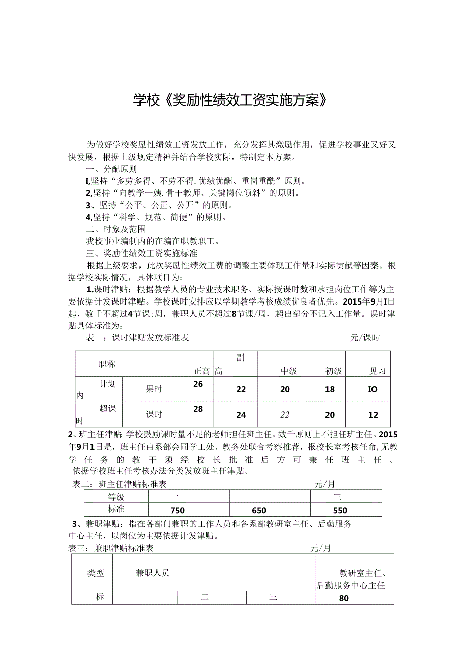学校《奖励性绩效工资实施方案》.docx_第1页