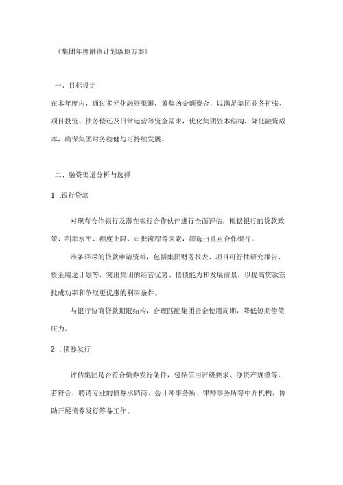 集团融资计划落地方案.docx