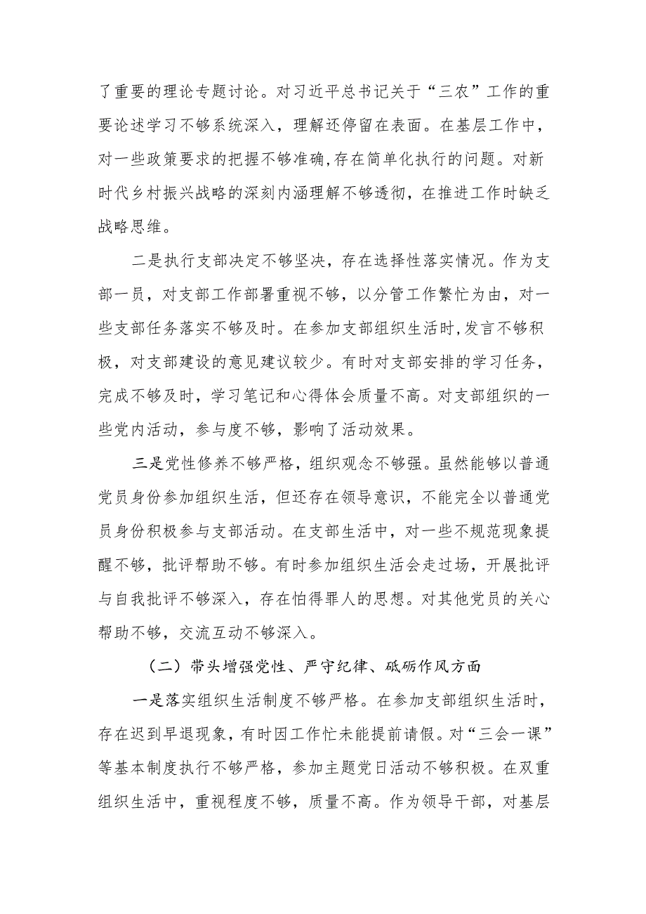 副乡长（副镇长）2024年组织生活会（四个带头）对照发言材料.docx_第2页