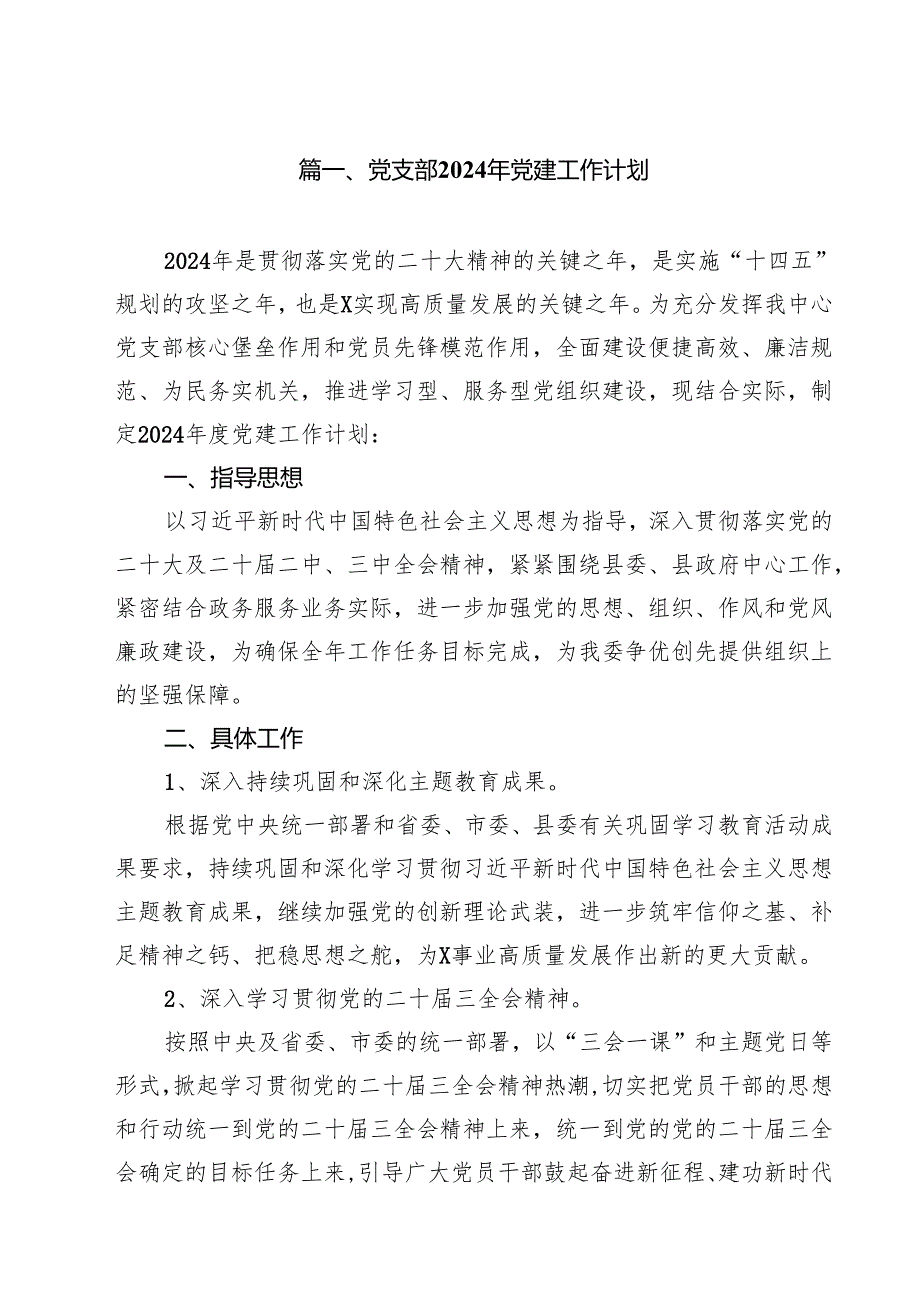 党支部2024年党建工作计划（共十篇）.docx_第2页