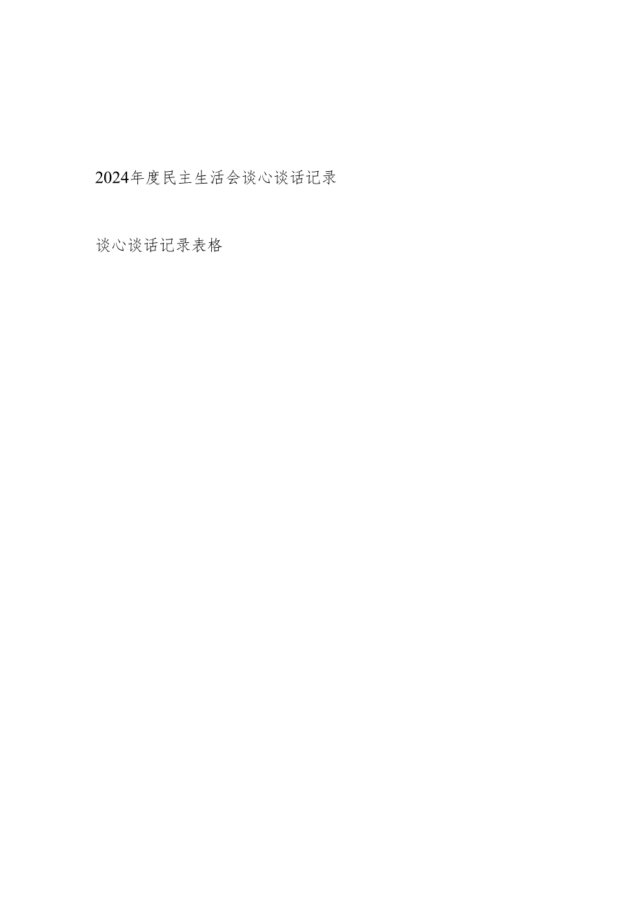 2025年民主生活会谈心谈话记录2份.docx_第1页