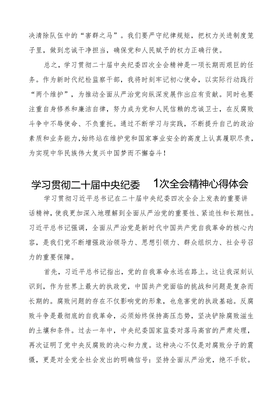 学习贯彻二十中央纪委四次全会精神的心得体会优秀范文八篇.docx_第2页
