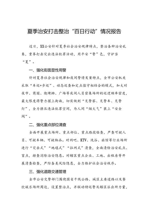 公安开展夏季治安打击整治行动情况简报十四篇.docx