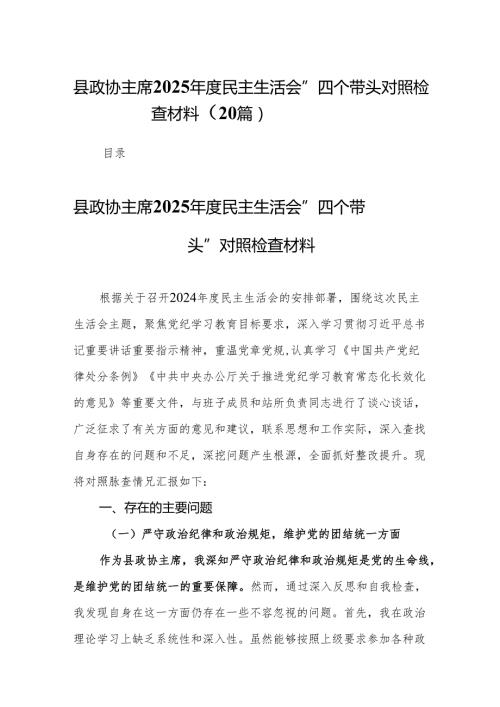 县政协主席2025民主生活会“四个带头”对照检查材料20篇.docx