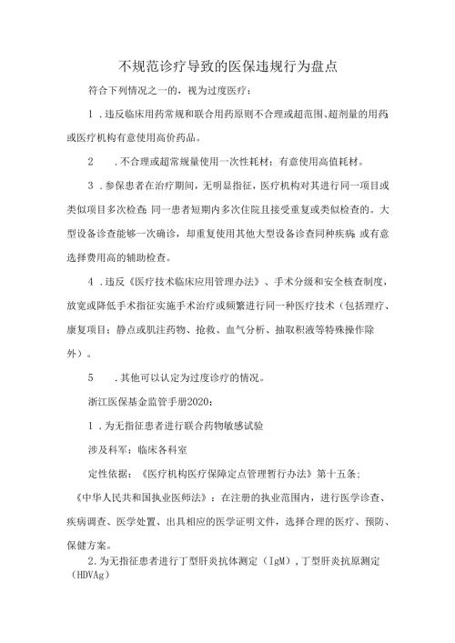 不规范诊疗导致的医保违规行为盘点.docx