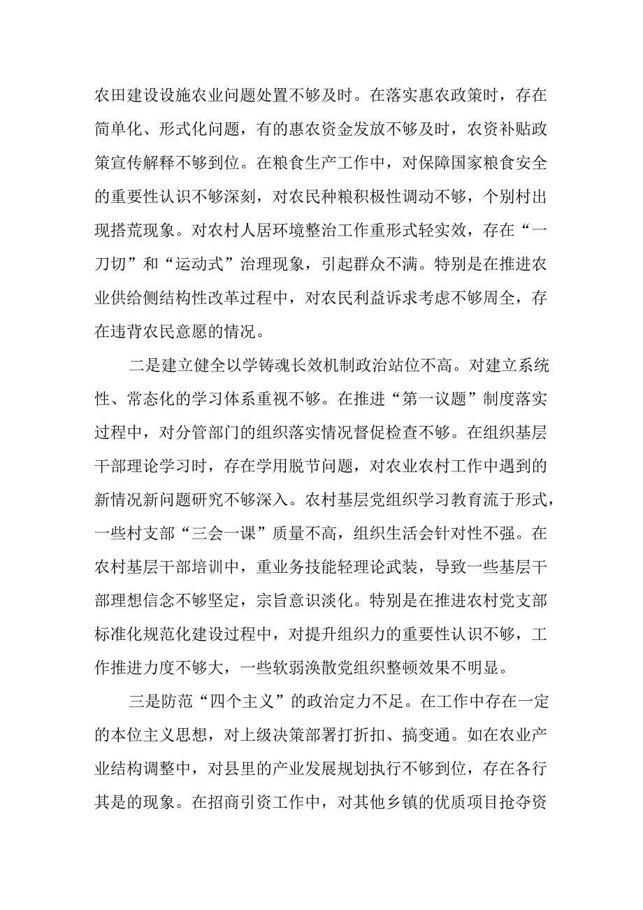 （3篇）副乡长2024四个带头民主生活会个人对照检查发言材料.docx_第2页