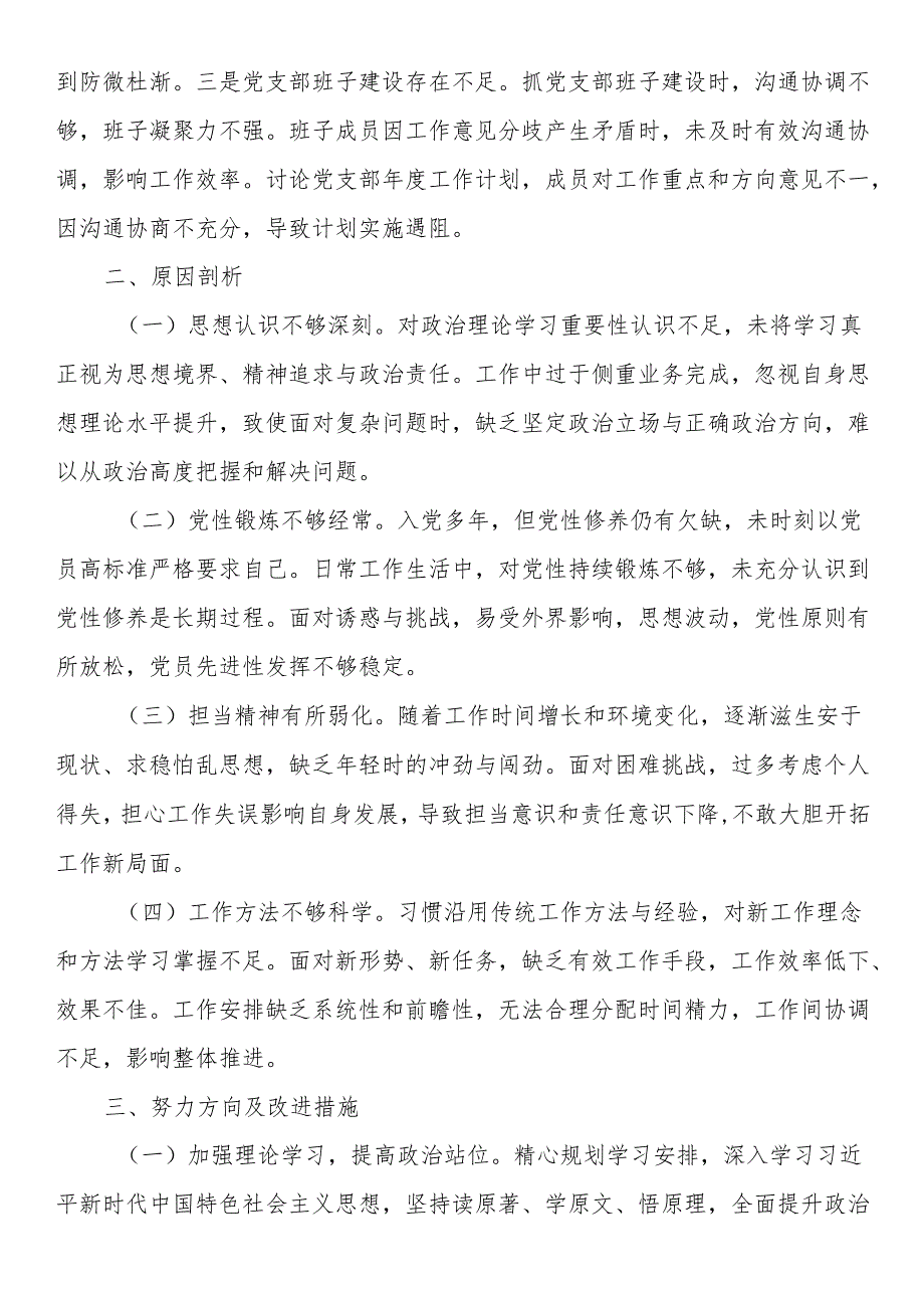 党支部书记组织生活会个人对照检查材料.docx_第3页