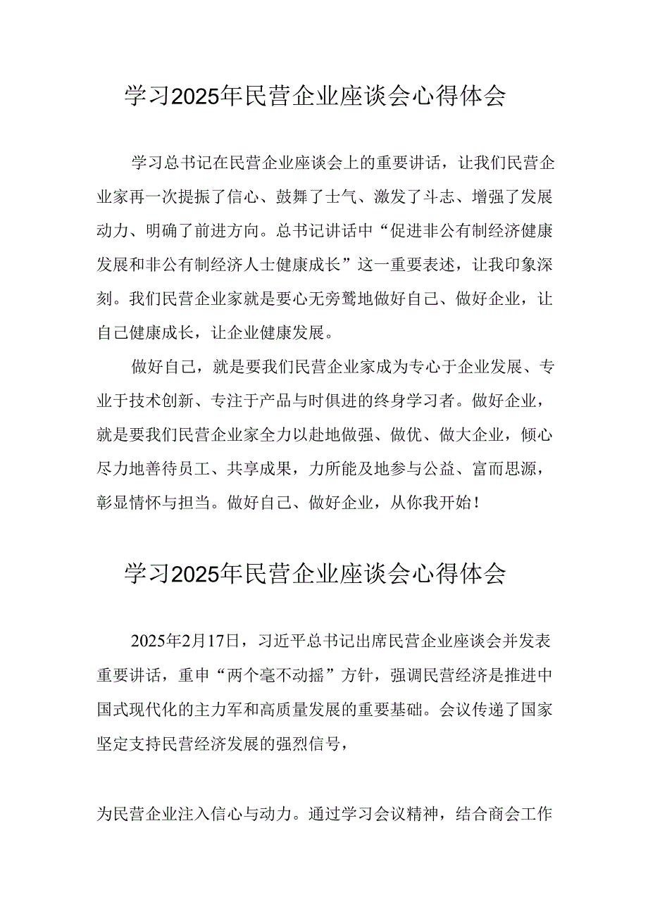 民营企业2025年学习《民营企业座谈会》个人心得感悟 （6份）54.docx_第1页