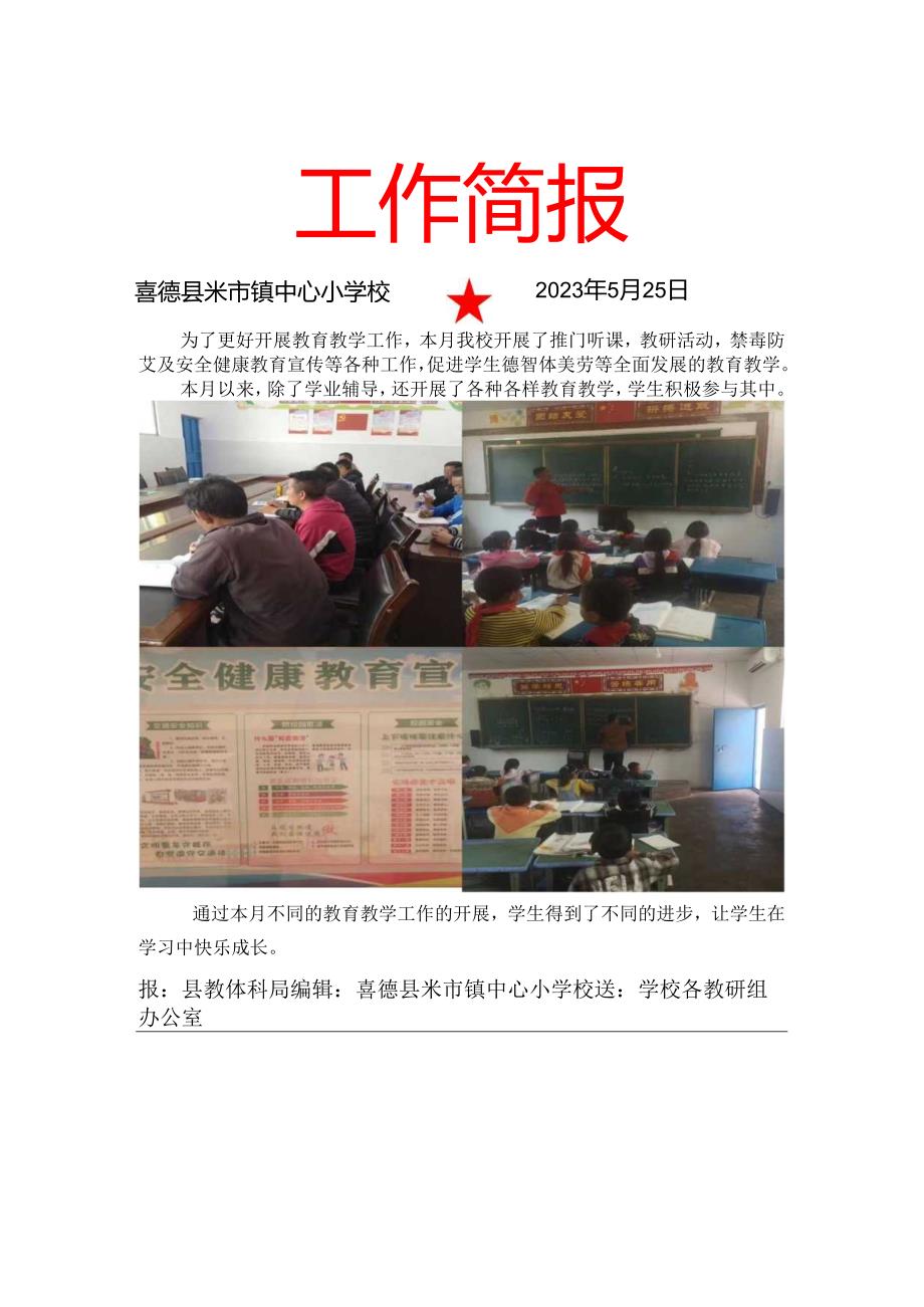 喜德县米市镇中心小学校双减月简报(2023年5.25）.docx_第1页