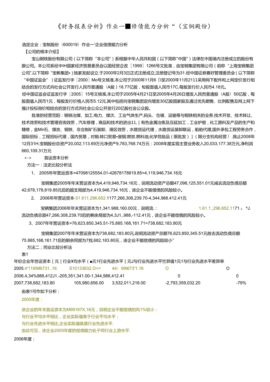 财务报表分析 宝钢一(1).docx_第1页