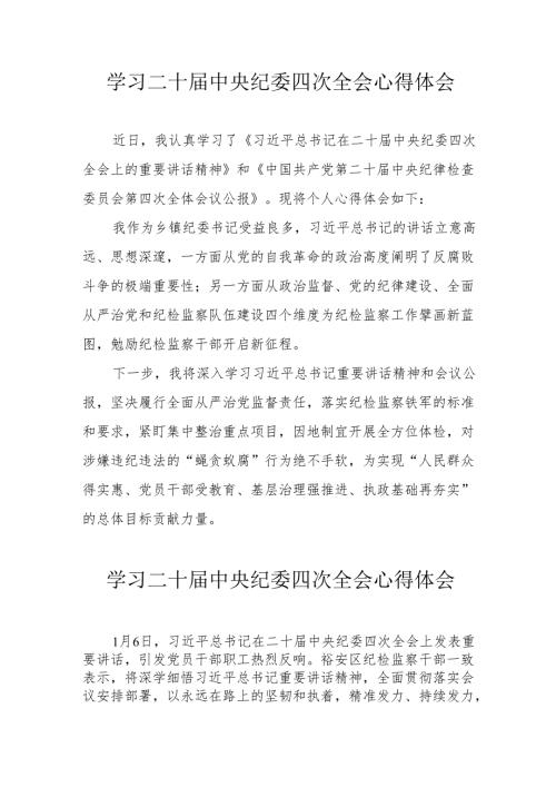 学习《二十中央纪委四次全会》个人心得体会 汇编22份.docx