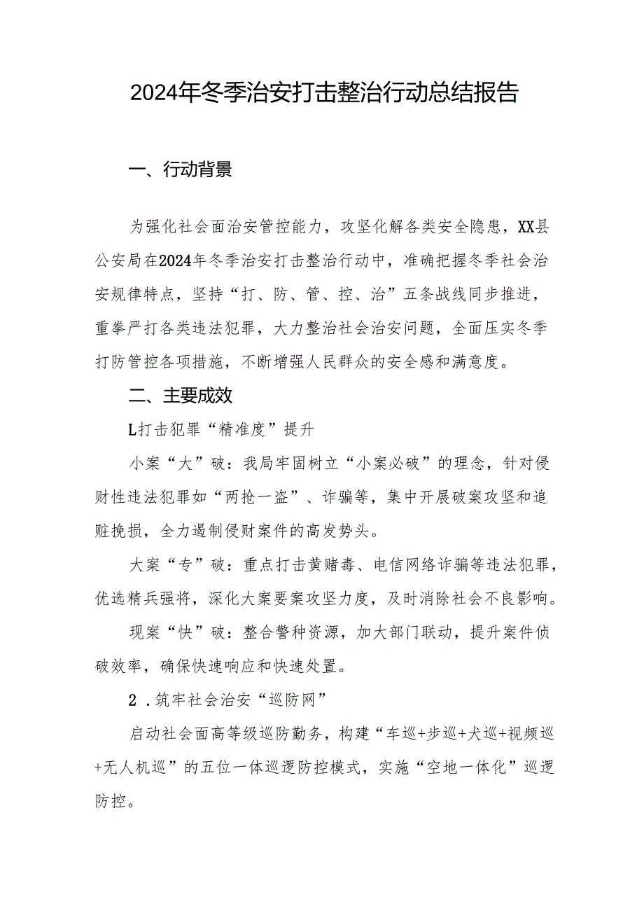 公安局开展2024年冬季治安打击整治行动的情况报告九篇.docx_第3页