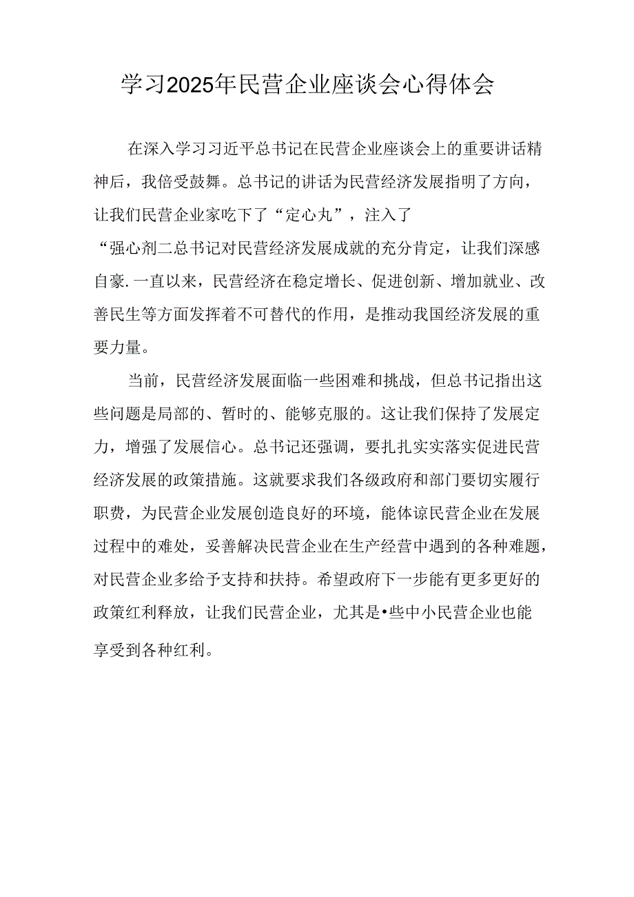 民营企业2025年学习《民营企业座谈会》个人心得感悟 （5份）70.docx_第3页