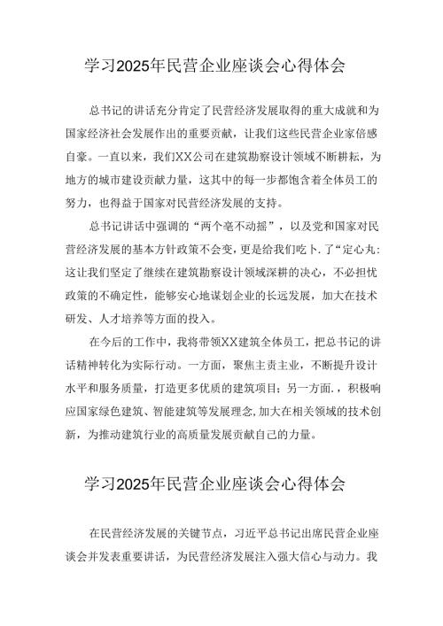 民营企业2025年学习《民营企业座谈会》个人心得感悟 （5份）70.docx