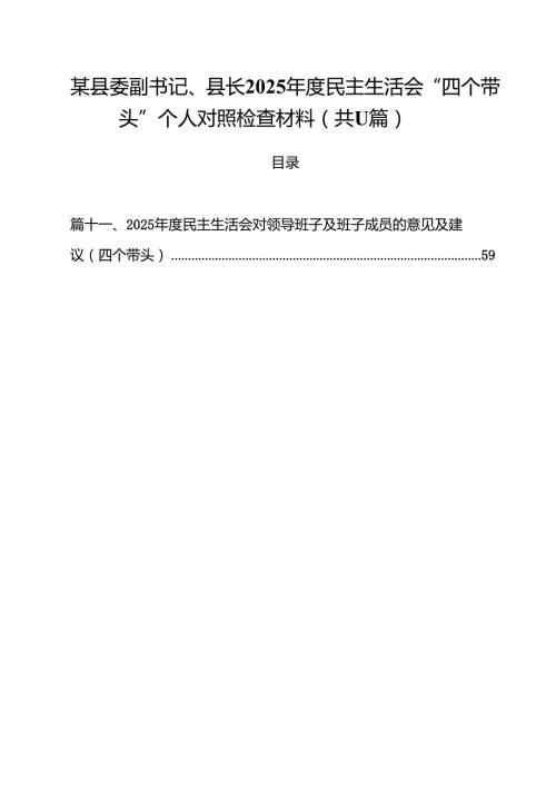 某县委副书记、县长2025民主生活会“四个带头”个人对照检查材料（共11篇）.docx