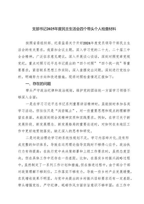 精选2025民主生活个人检查发言材料 9篇.docx