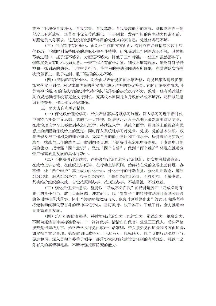 2024民主生活会发言提纲.docx_第3页