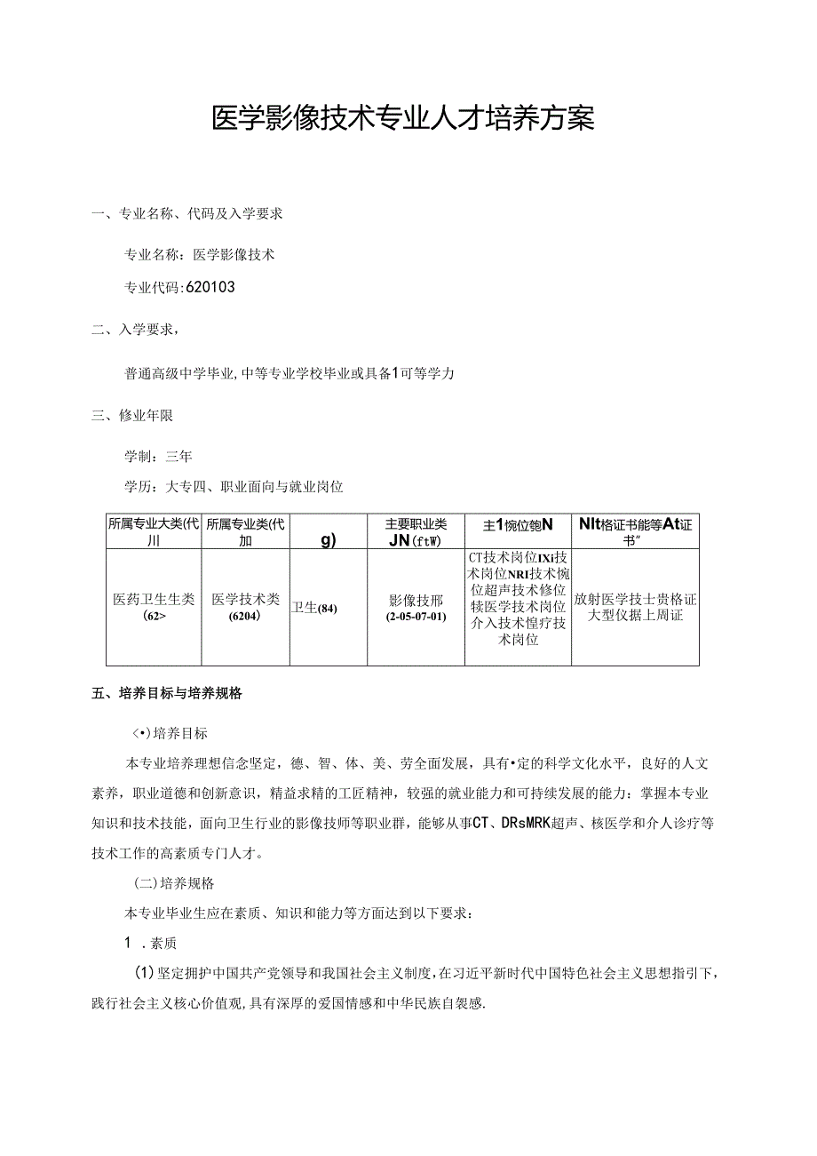 职业技术学院医学影像技术专业人才培养方案.docx_第1页