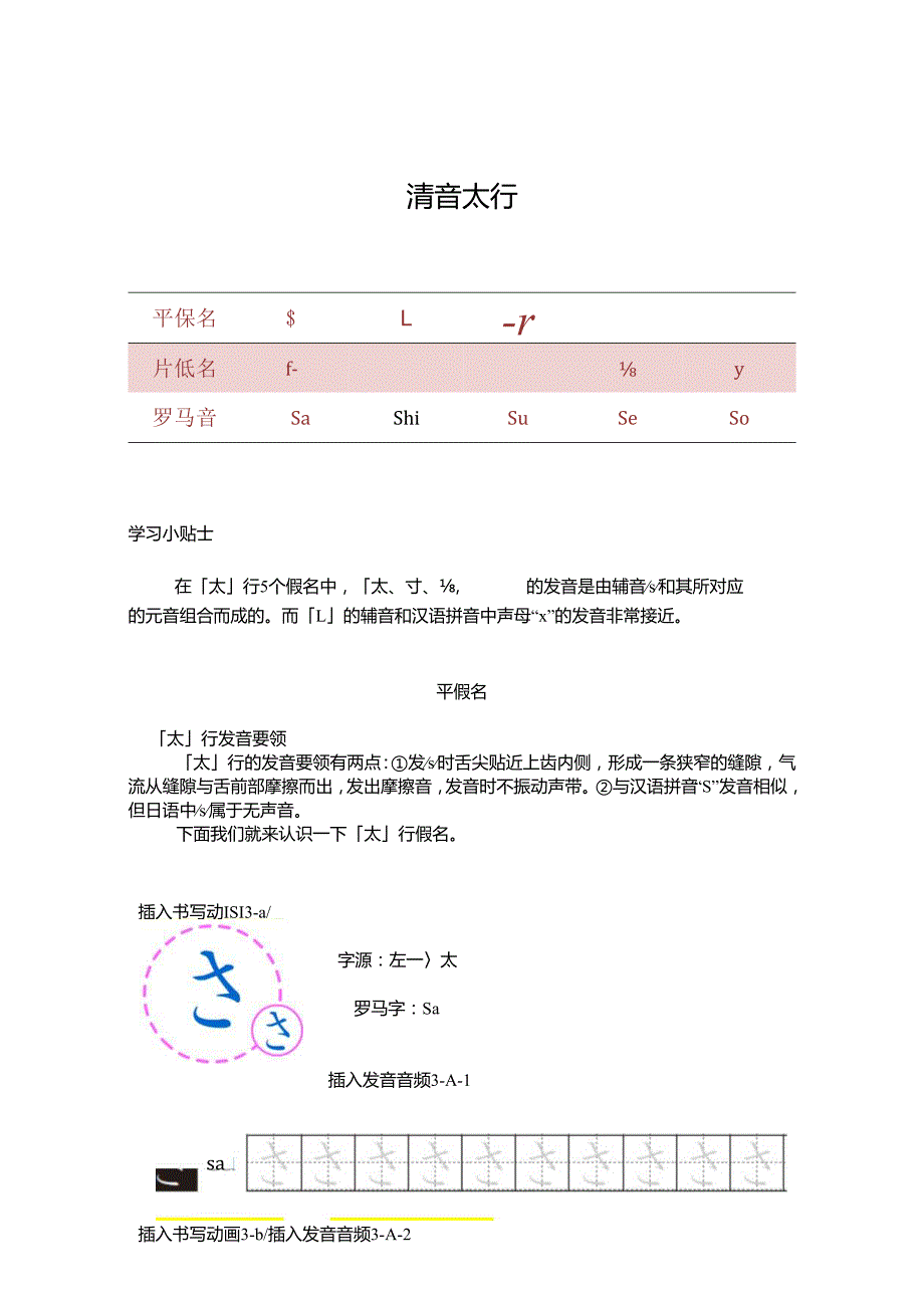 《基础日语》3. 清音さ行云教材文本.docx_第1页
