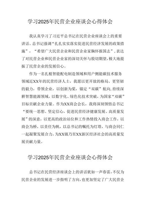 2025年私营企业学习民营企业座谈会个人心得感悟 合计6份.docx