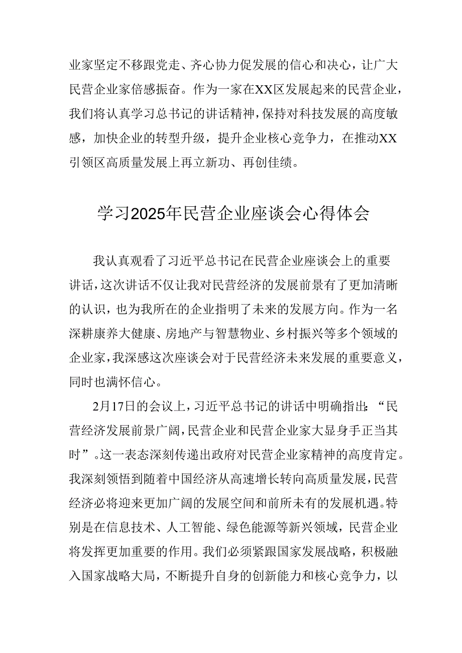 2025年私营企业学习民营企业座谈会个人心得感悟 合计6份.docx_第2页