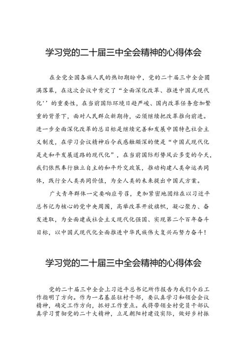 党员干部学习中国共产党第二十中央委员会第三次全体会议精神心得体会模板六十篇.docx