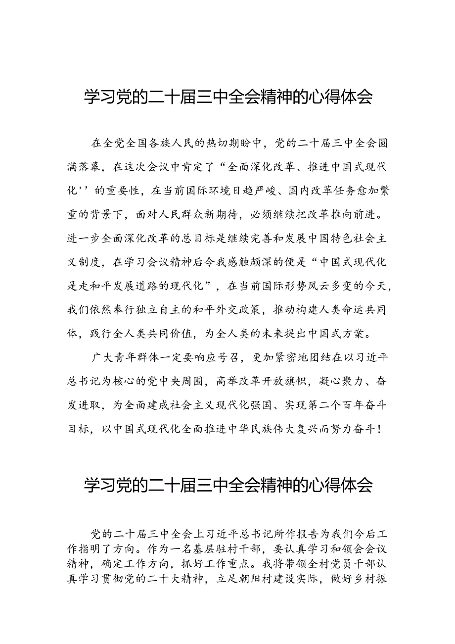 党员干部学习中国共产党第二十中央委员会第三次全体会议精神心得体会模板六十篇.docx_第1页