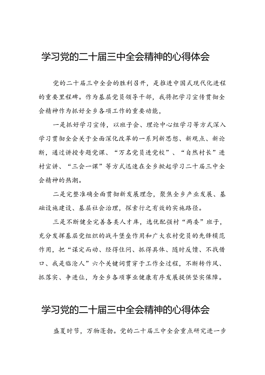 关于2024年党的二十三中全会精神的学习体会交流发言二十六篇.docx_第1页