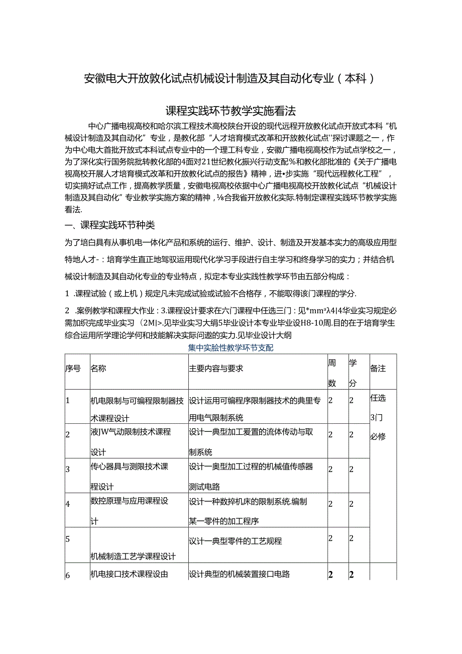 安徽电大开放教育试点机械设计制造及其自动化专业(本科).docx_第1页