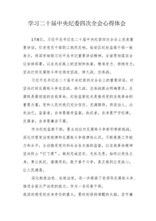 学习《二十中央纪委四次全会》心得体会 汇编17份.docx