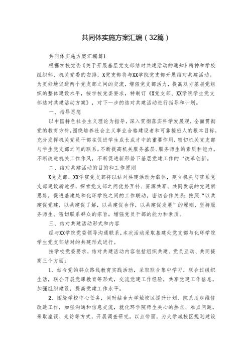 共同体实施方案汇编（32篇）.docx