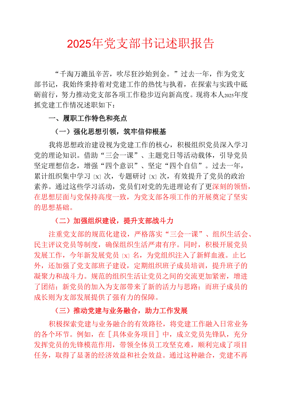 2025年党支部书记述职报告 (2).docx_第1页