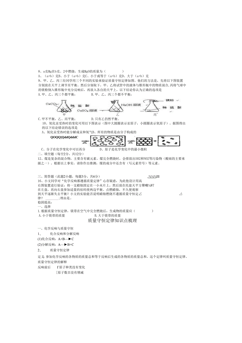 质量守恒定律知识点梳理.docx_第1页