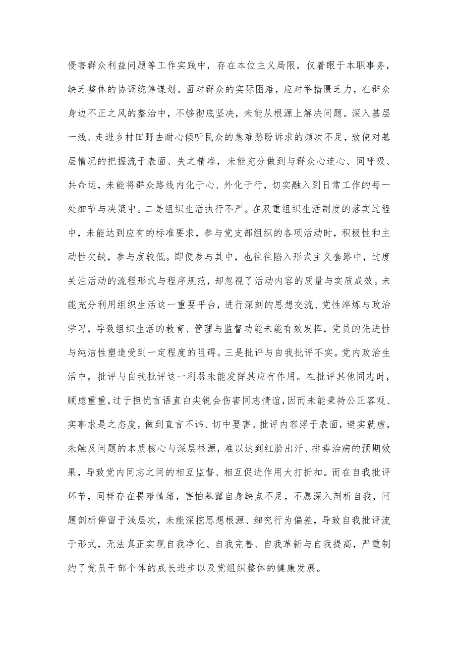 某区委常委、区纪委书记2024民主生活会个人对照检查材料（四个带头）.docx_第3页