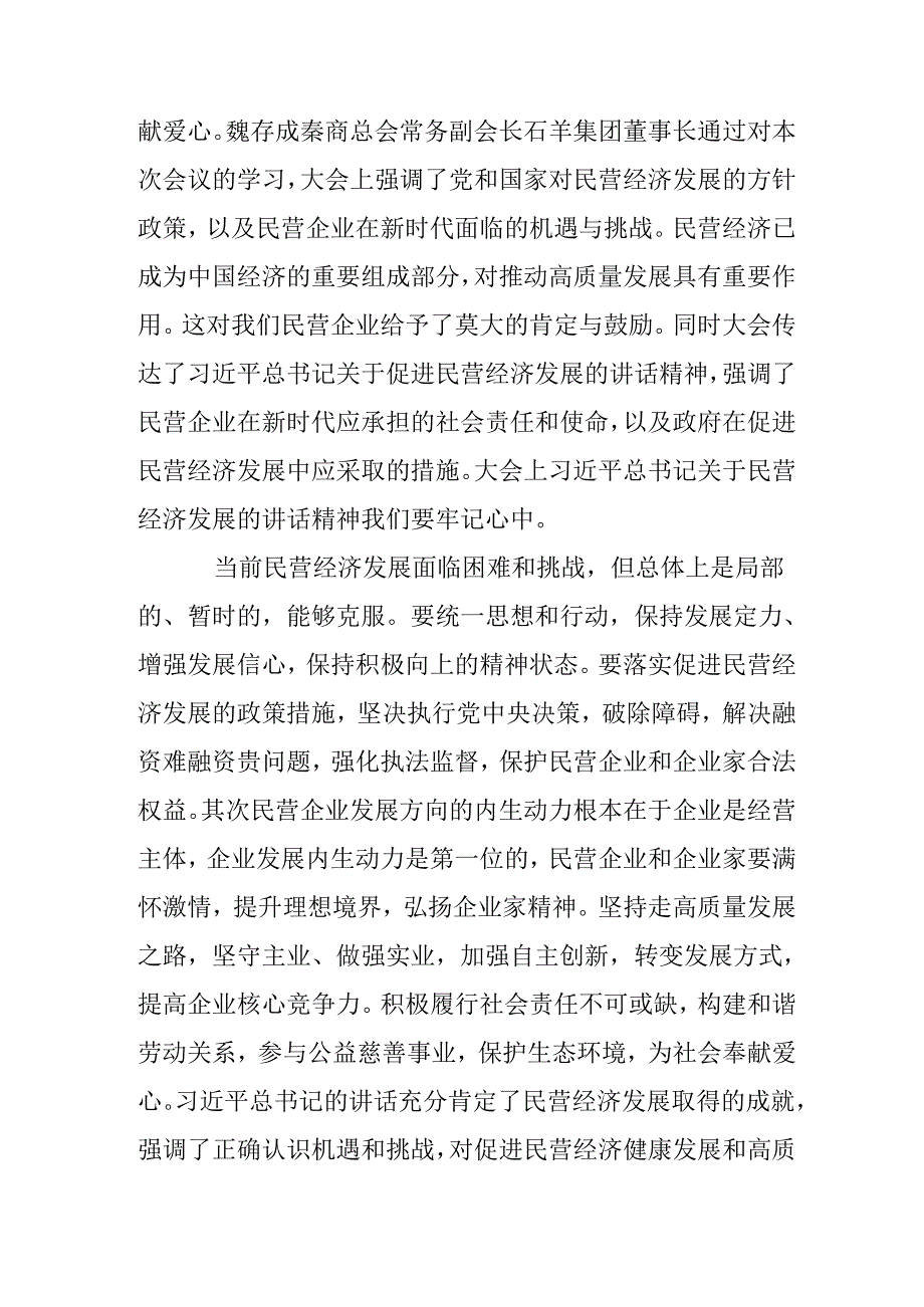 2025年私营企业学习《民营企业座谈会》个人心得体会(2).docx_第3页
