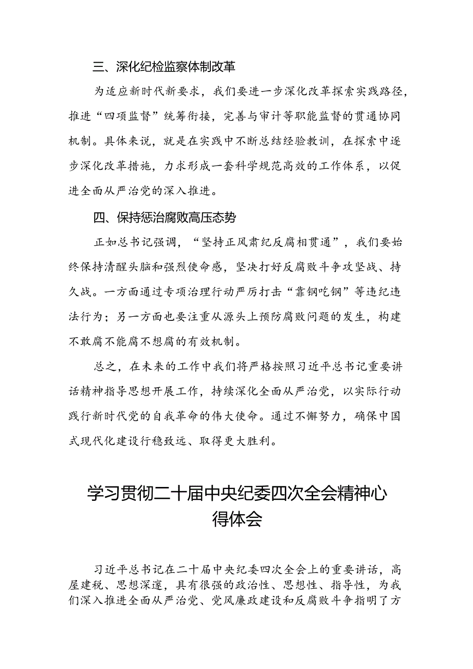 纪检干部学习贯彻二十中央纪委四次全会精神的学习体会十篇.docx_第2页