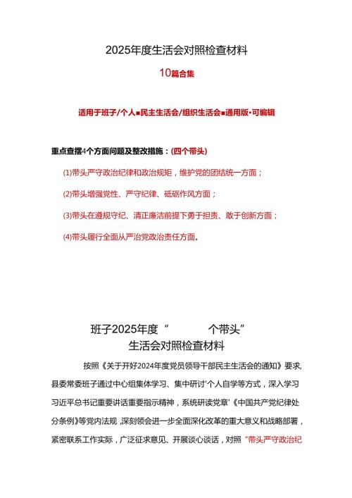 税务局领导班子2024民主生活会对照检查材料(“四个带头”).docx