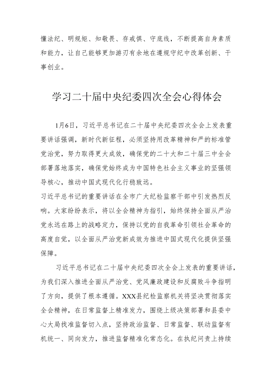 学习二十中央纪委四次全会心得体会 （汇编21份）.docx_第2页