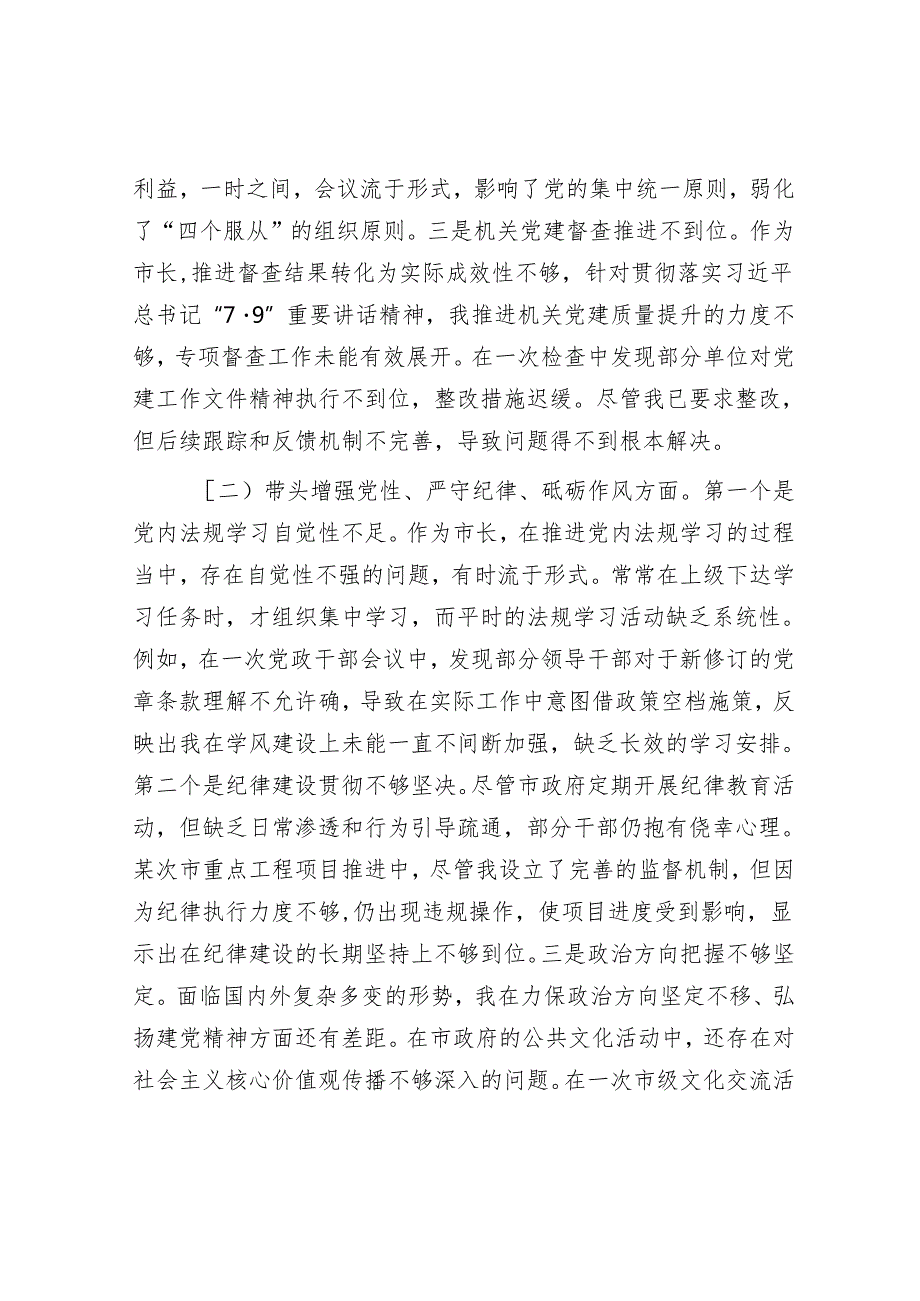 市长2024民主生活会对照检查材料.docx_第2页