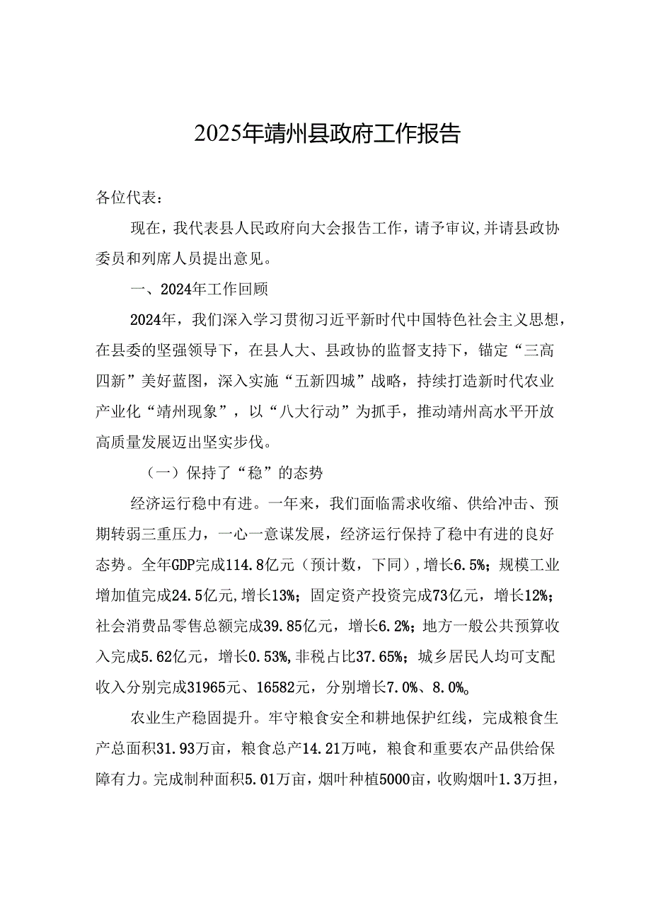 2025年靖州县政府工作报告.docx_第1页